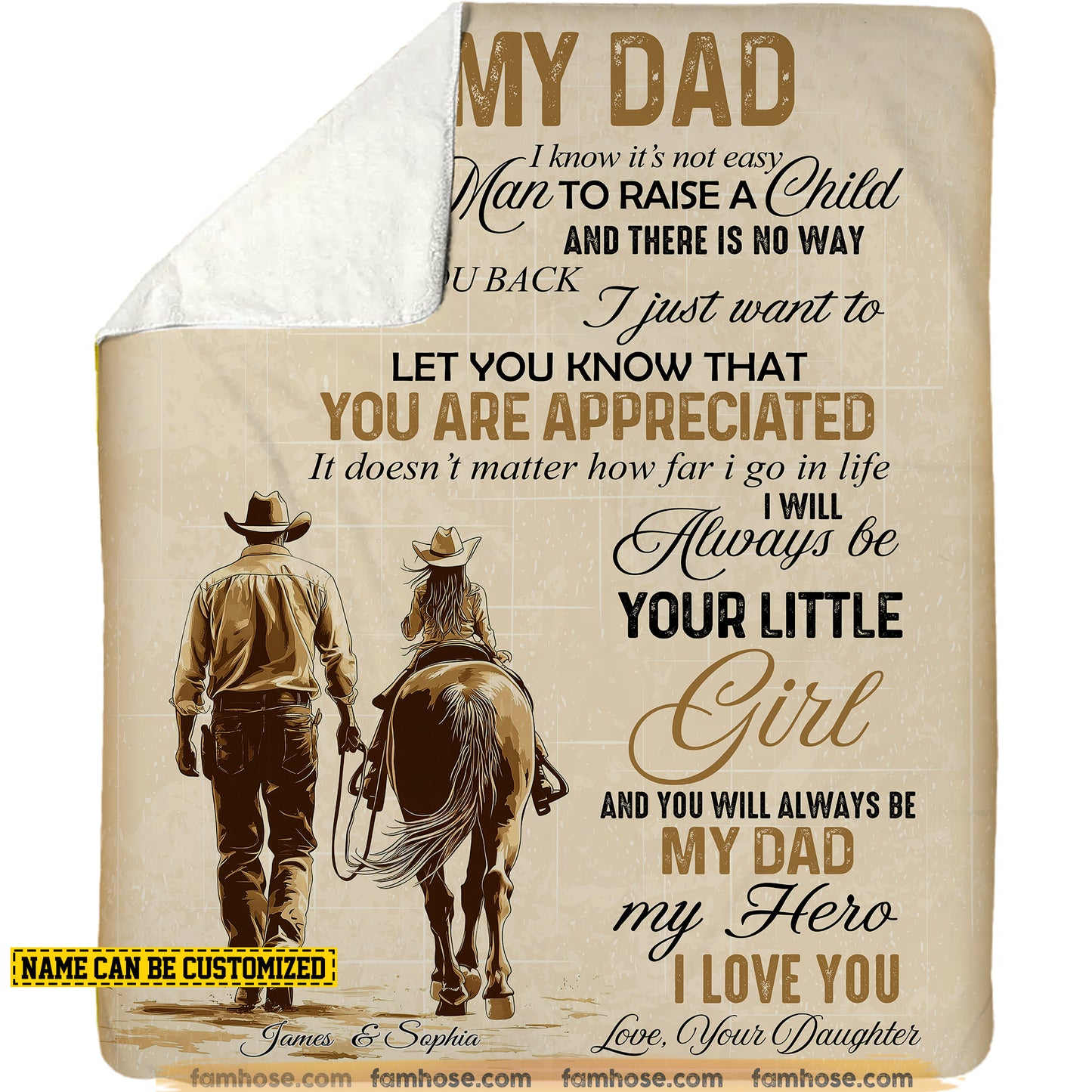 Personalized Horse Riding Dad Daughter Fleece Blanket, To My Dad I Know It's Not Easy Woven Blanket, Cool Sherpa Blanket Father's Day Gift For Cowboys, Horse Riding Lovers