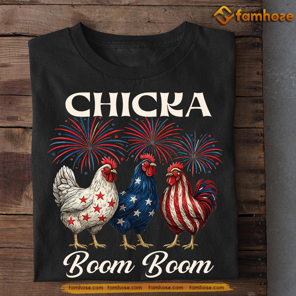 Funny Chicken T-shirt, Chicka Boom Boom Tees July 4th Day Gift For Chicken Lovers