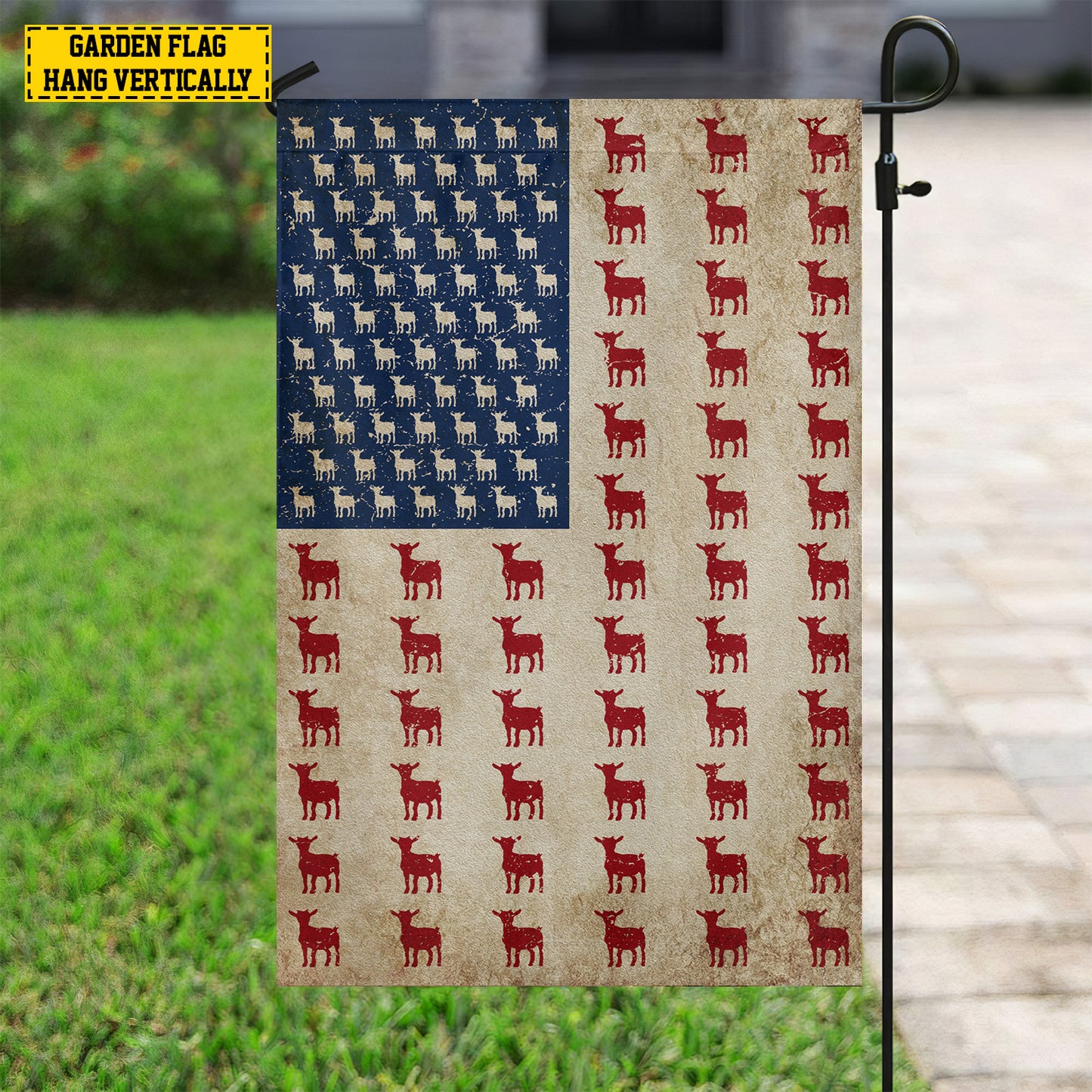 July 4th Goat American Garden Flag & House Flag, Independence Day Patriotic Goat USA Yard Flag Gift For Goat Lovers, Farmers