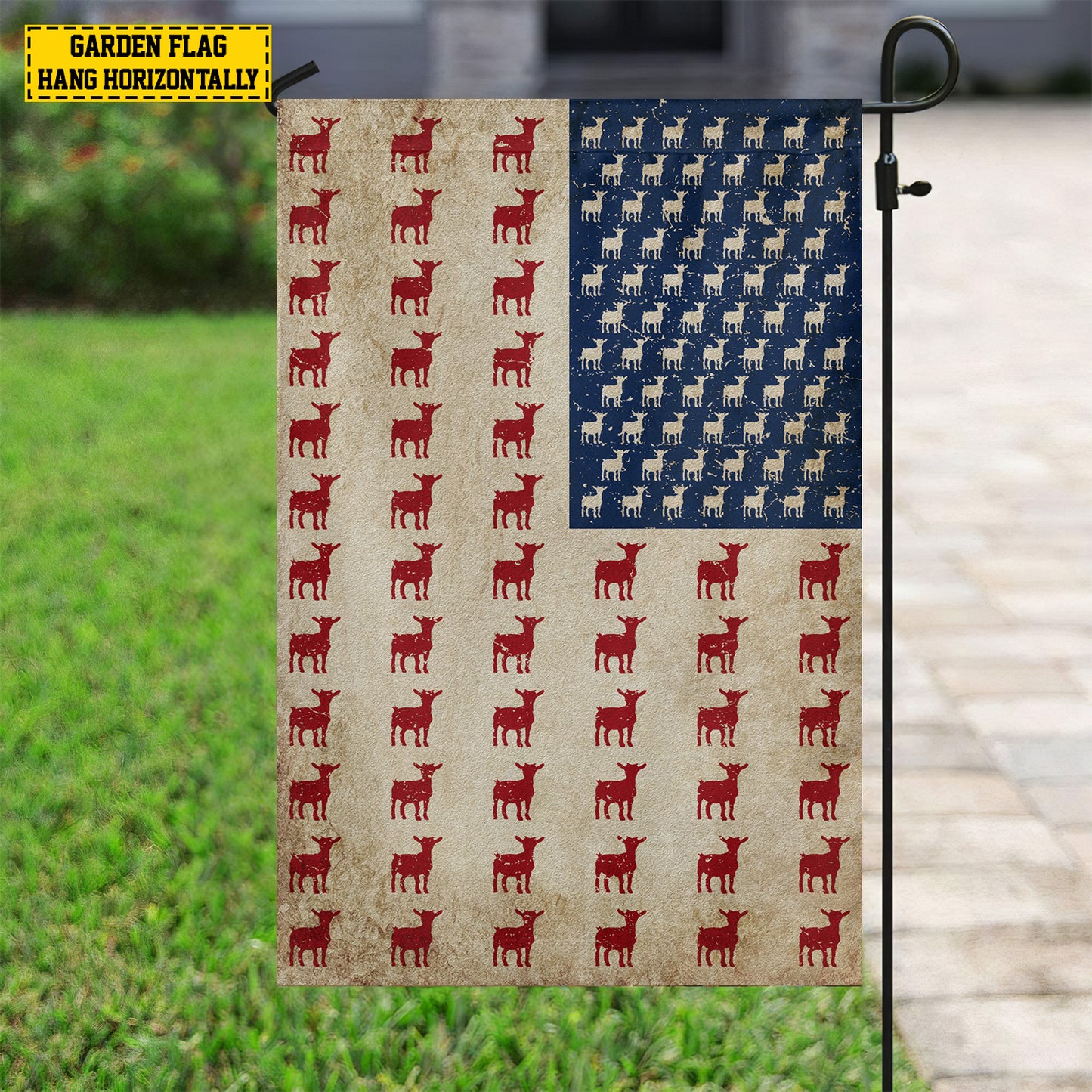 July 4th Goat American Garden Flag & House Flag, Independence Day Patriotic Goat USA Yard Flag Gift For Goat Lovers, Farmers