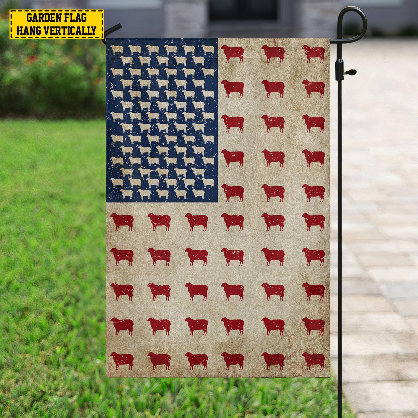 July 4th Sheep American Garden Flag & House Flag, Independence Day Patriotic Sheep USA Yard Flag Gift For Sheep Lovers, Farmers