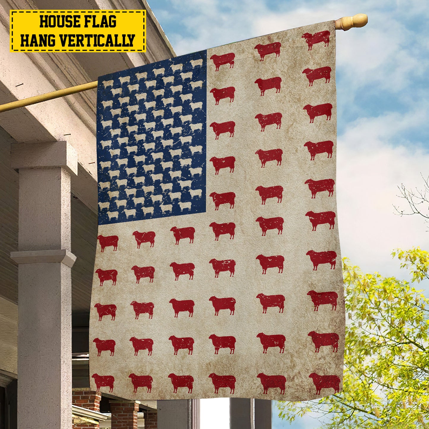 July 4th Sheep American Garden Flag & House Flag, Independence Day Patriotic Sheep USA Yard Flag Gift For Sheep Lovers, Farmers
