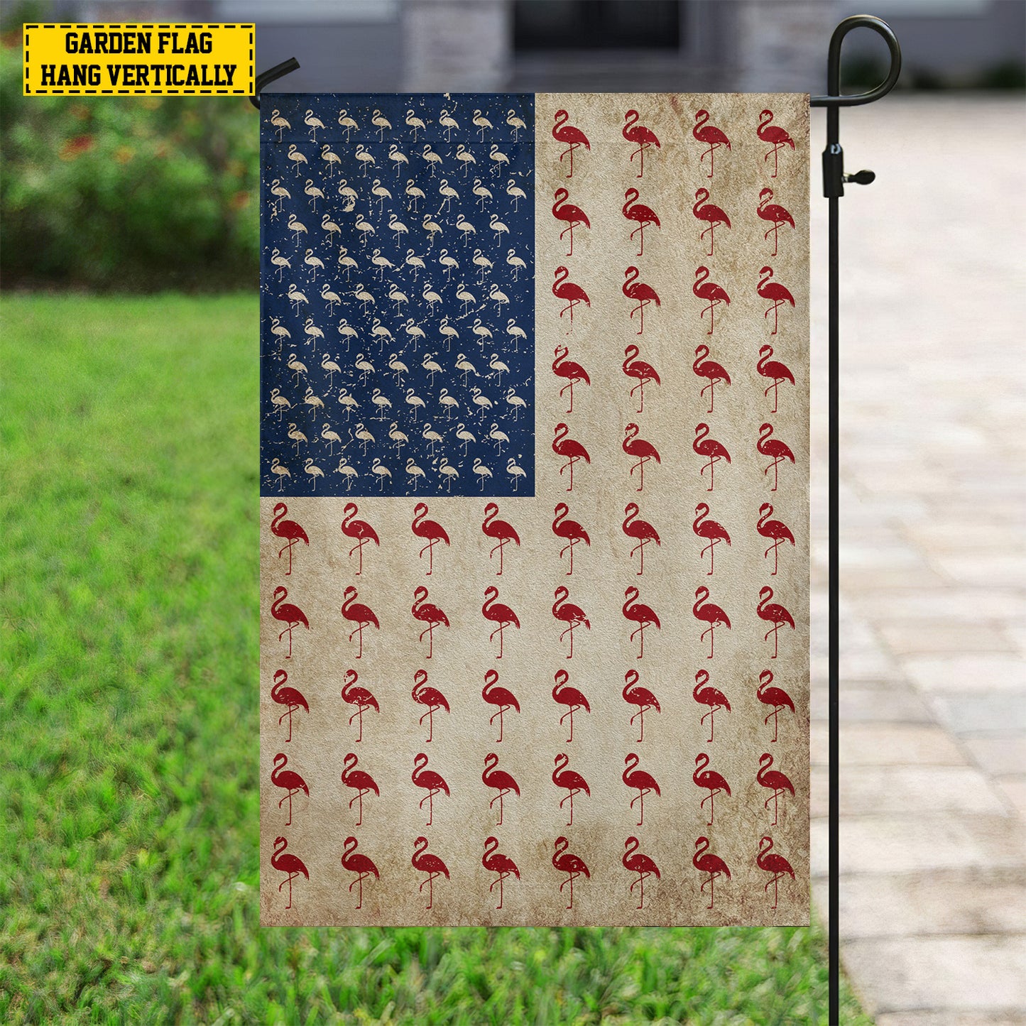 July 4th Flamingo American Garden Flag & House Flag, Independence Day Patriotic Flamingos USA Yard Flag Gift For Flamingo Lovers