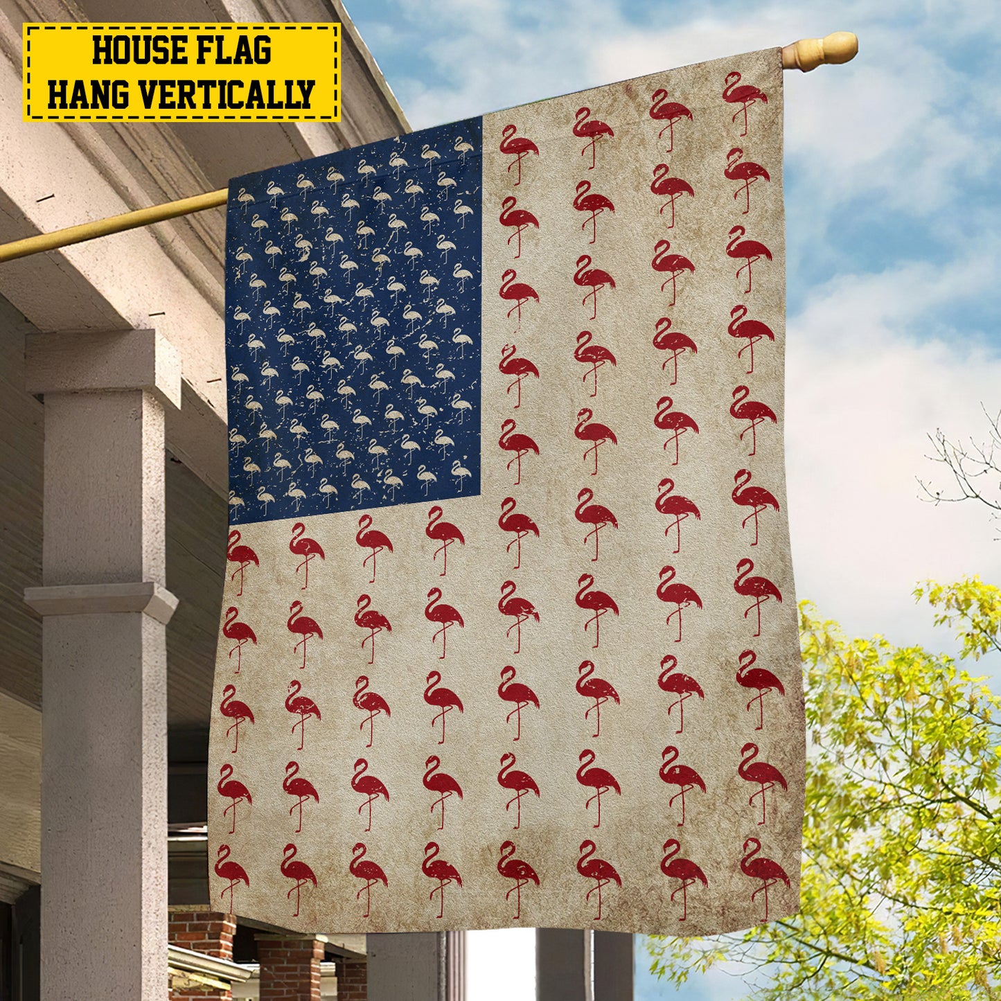 July 4th Flamingo American Garden Flag & House Flag, Independence Day Patriotic Flamingos USA Yard Flag Gift For Flamingo Lovers