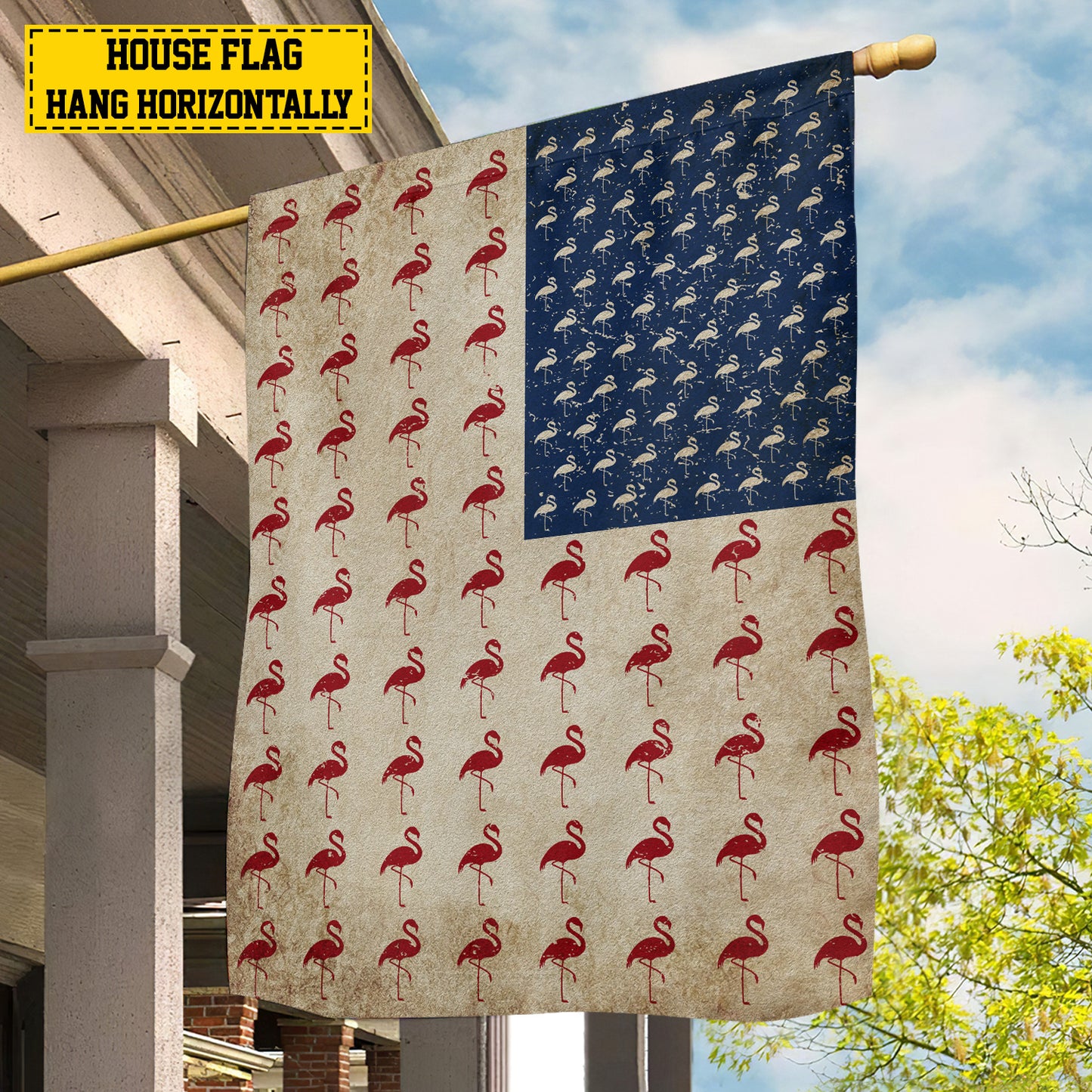 July 4th Flamingo American Garden Flag & House Flag, Independence Day Patriotic Flamingos USA Yard Flag Gift For Flamingo Lovers