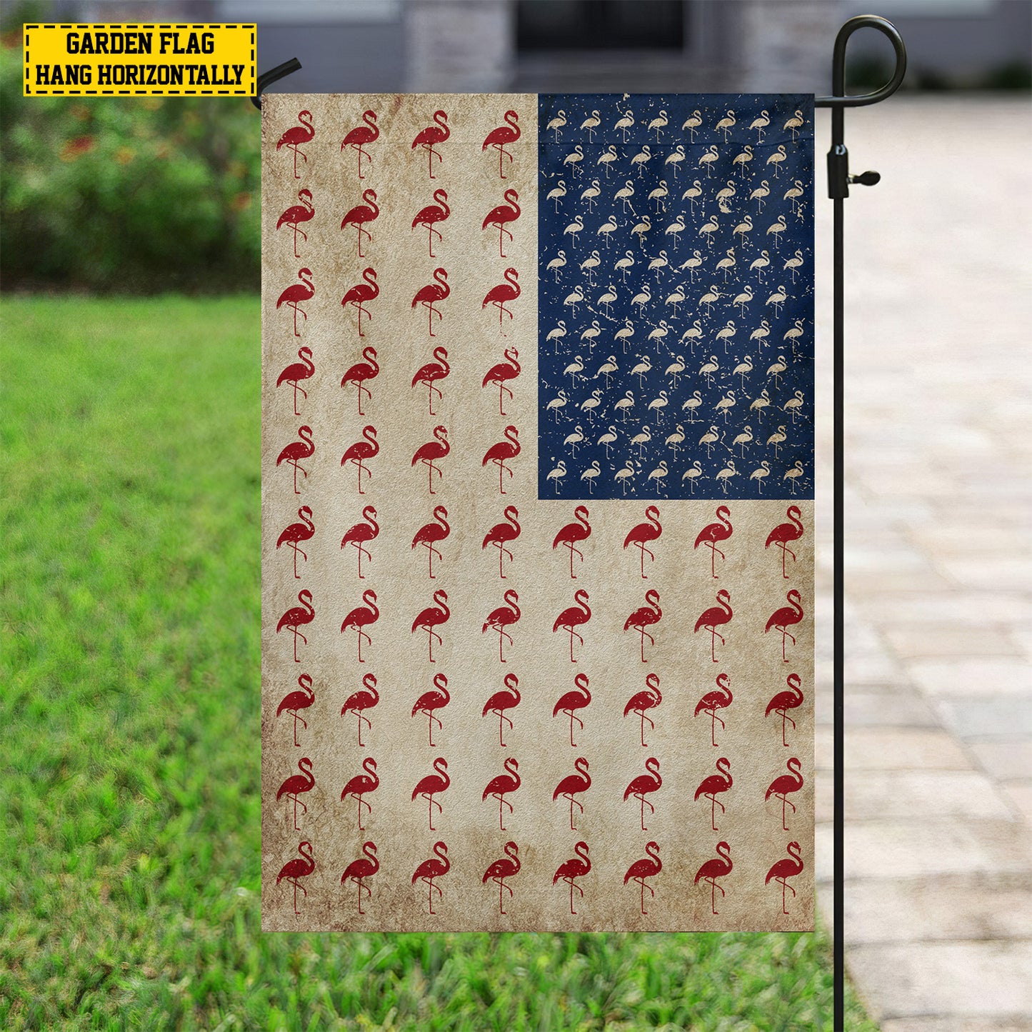 July 4th Flamingo American Garden Flag & House Flag, Independence Day Patriotic Flamingos USA Yard Flag Gift For Flamingo Lovers