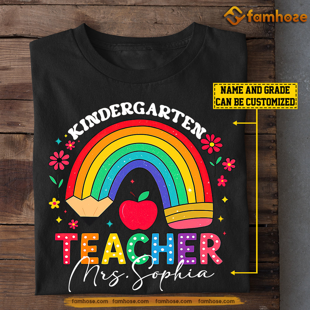 Personalized Teacher T-shirt, Teacher Rainbow Pencil Tees Gift For Teacher Lovers