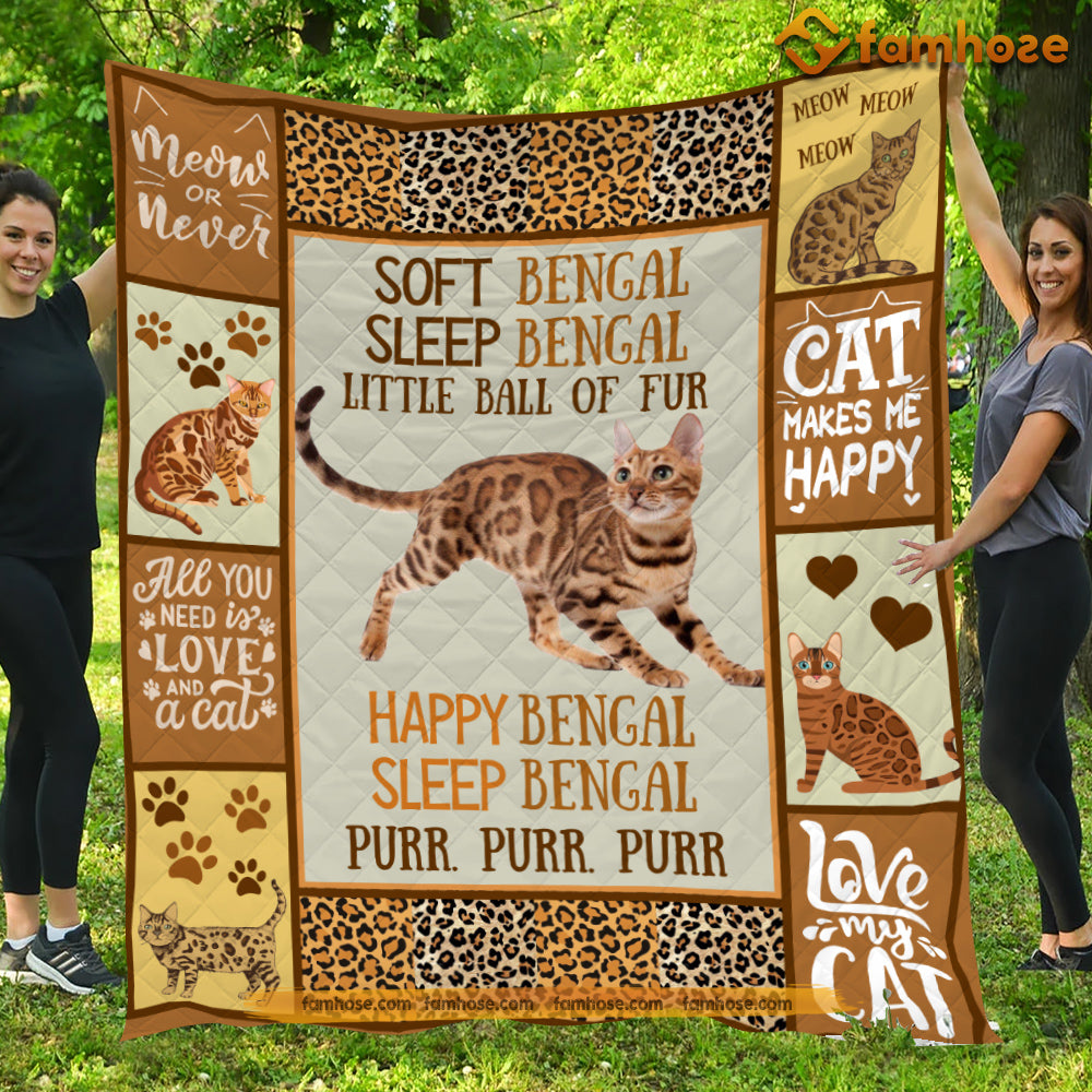 Cat Blanket, Soft Bengal Little Ball Of Fur Fleece Blanket - Sherpa Blanket Gift For Cat Lover, Cat Owners