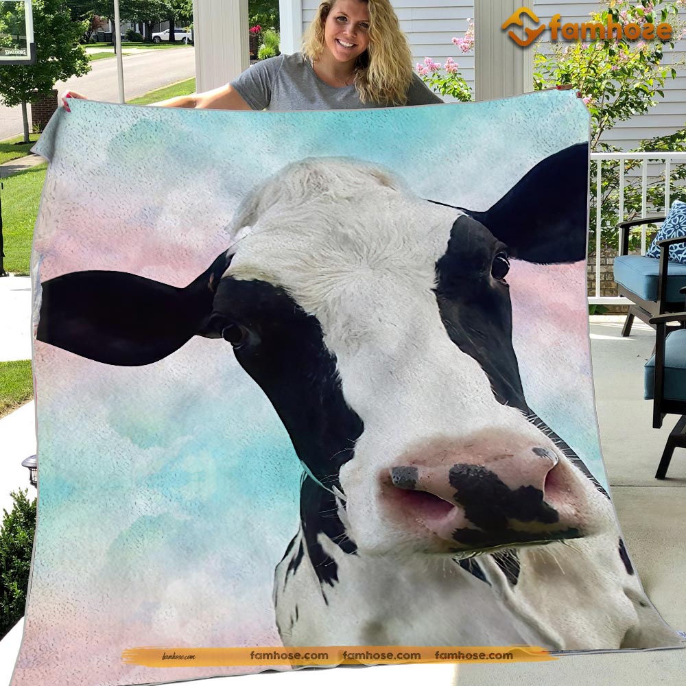 Cute Cow Blanket, Alone Silly Cow, Cow Fleece Blanket - Sherpa Blanket Gift For Cow Lover