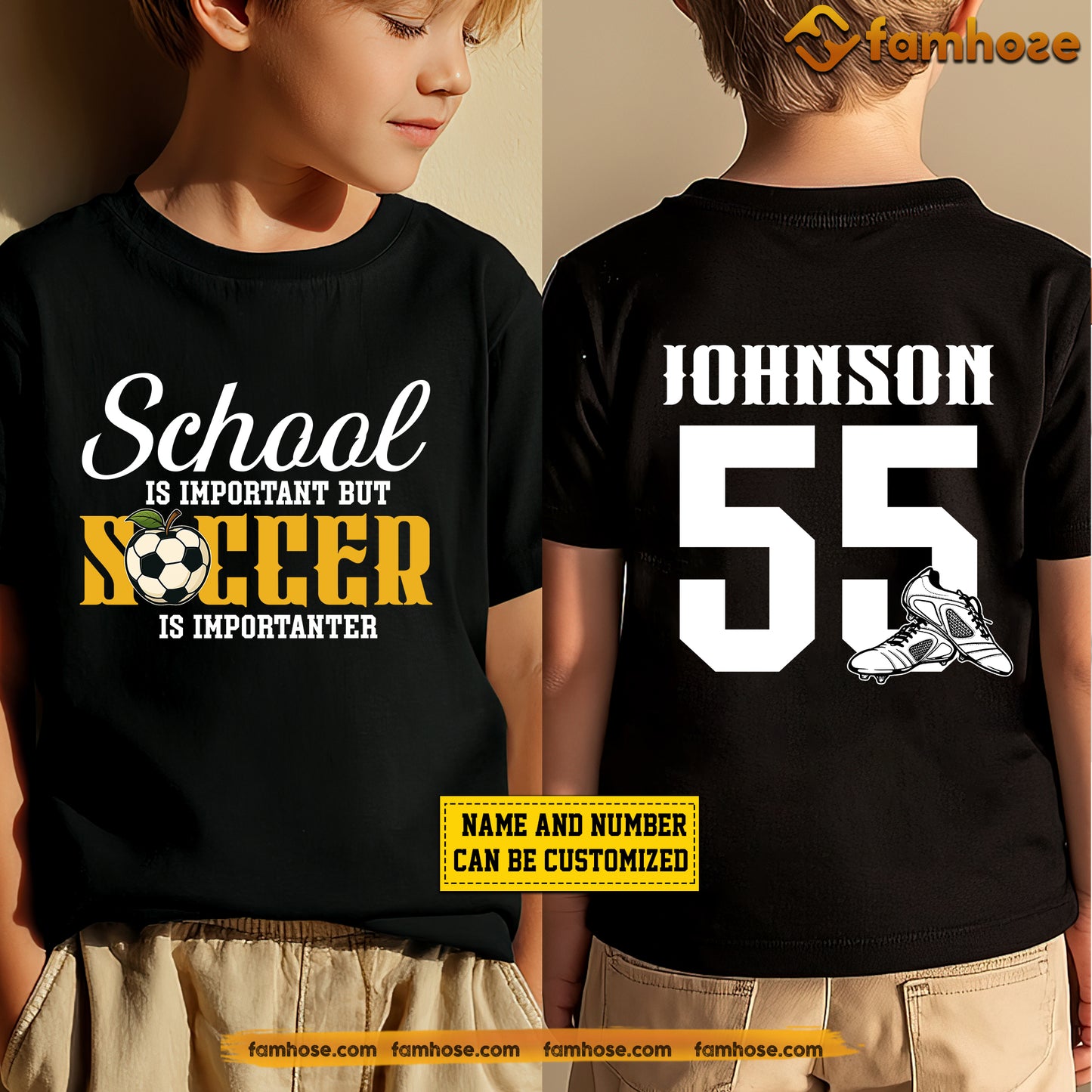 Personalized School Soccer Kid Two-sided T-shirt, Soccer Is Important Sport Tees Gift For Soccer Lovers
