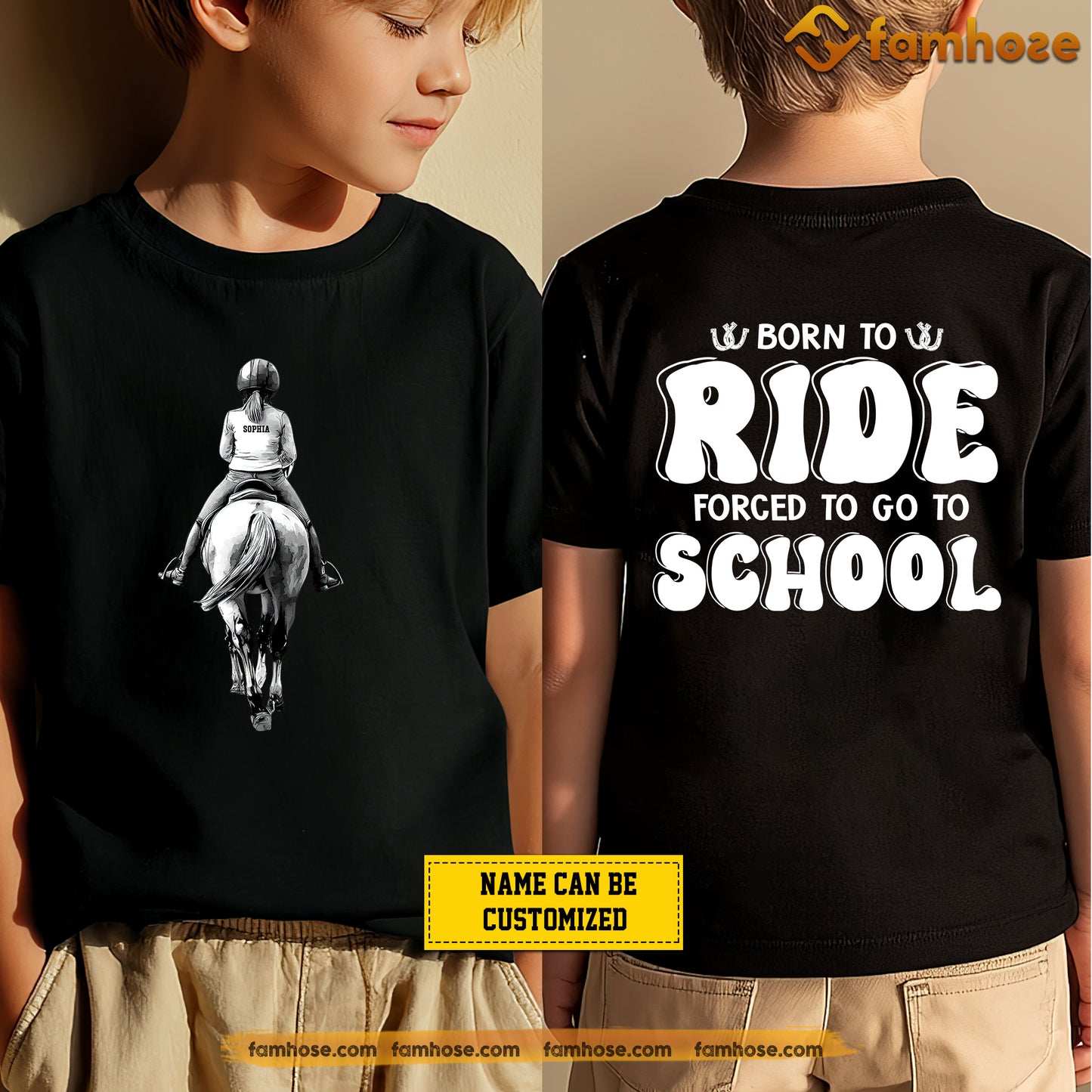 Personalized Back To School Horse Riding Girl Two-sided T-shirt, Born To Ride Tees Gift For Horse Girl
