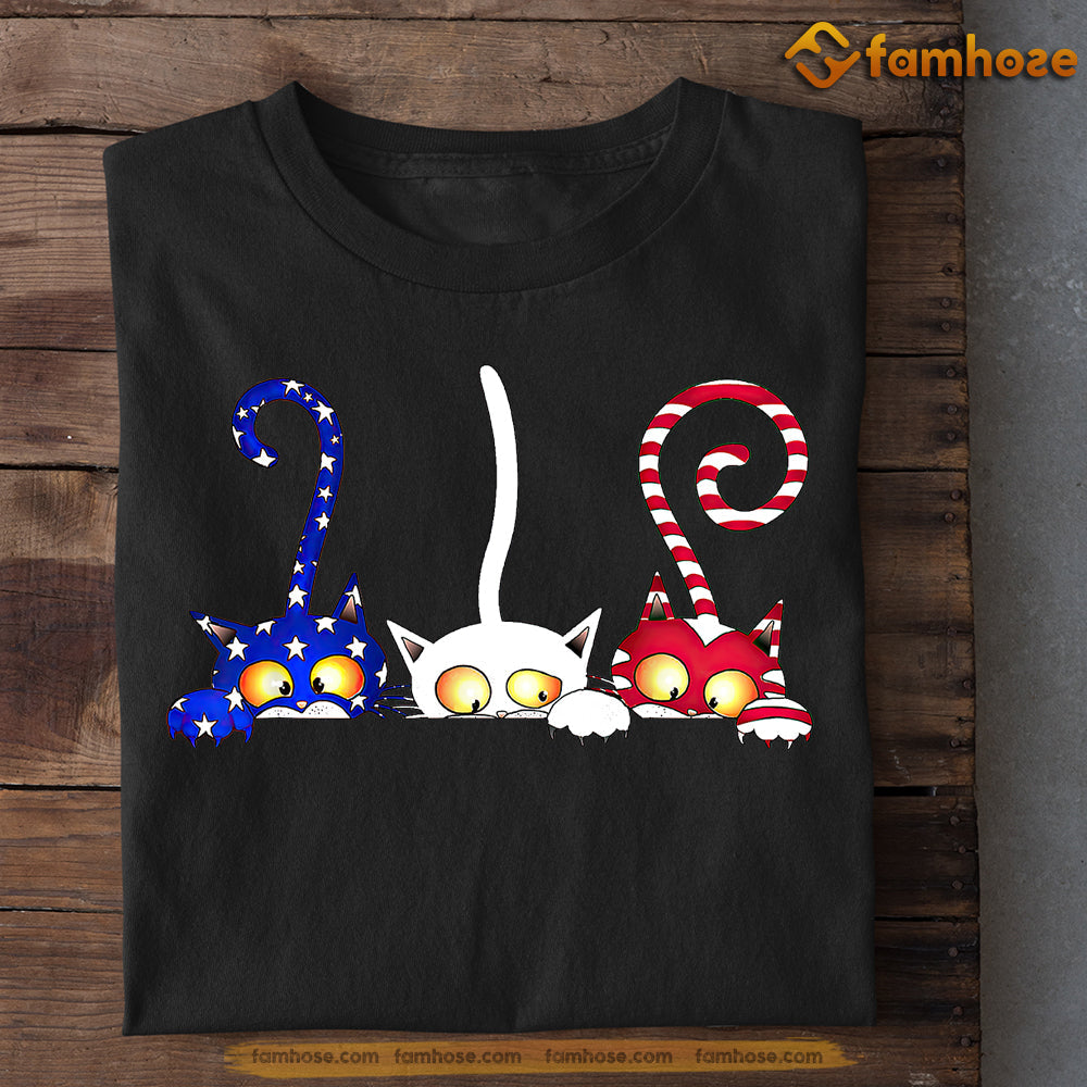 July 4th Cool Cat T-shirt, I'm Here Nothings Scare Me, Independence Day Gift For Cat Lovers, Cat Owners, Cat Tees