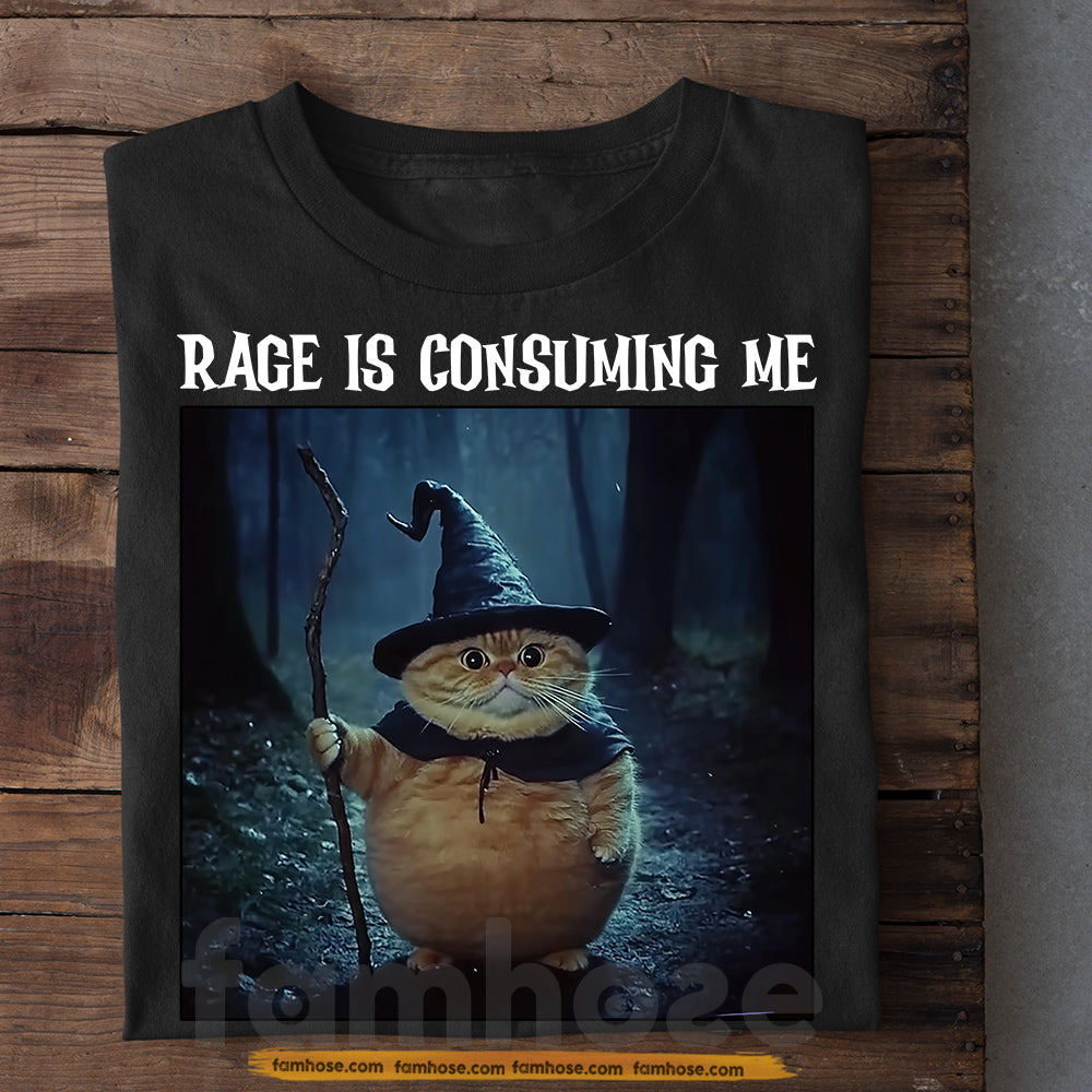 Funny Halloween Cat T-shirt, Rage Is Consuming Me Tees Spooky Season Gift For Cat Lovers