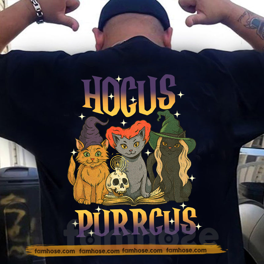 Funny Halloween Cat Backside T-shirt, Hocus Purrcus, Spooky Season Gift For Cat Lovers