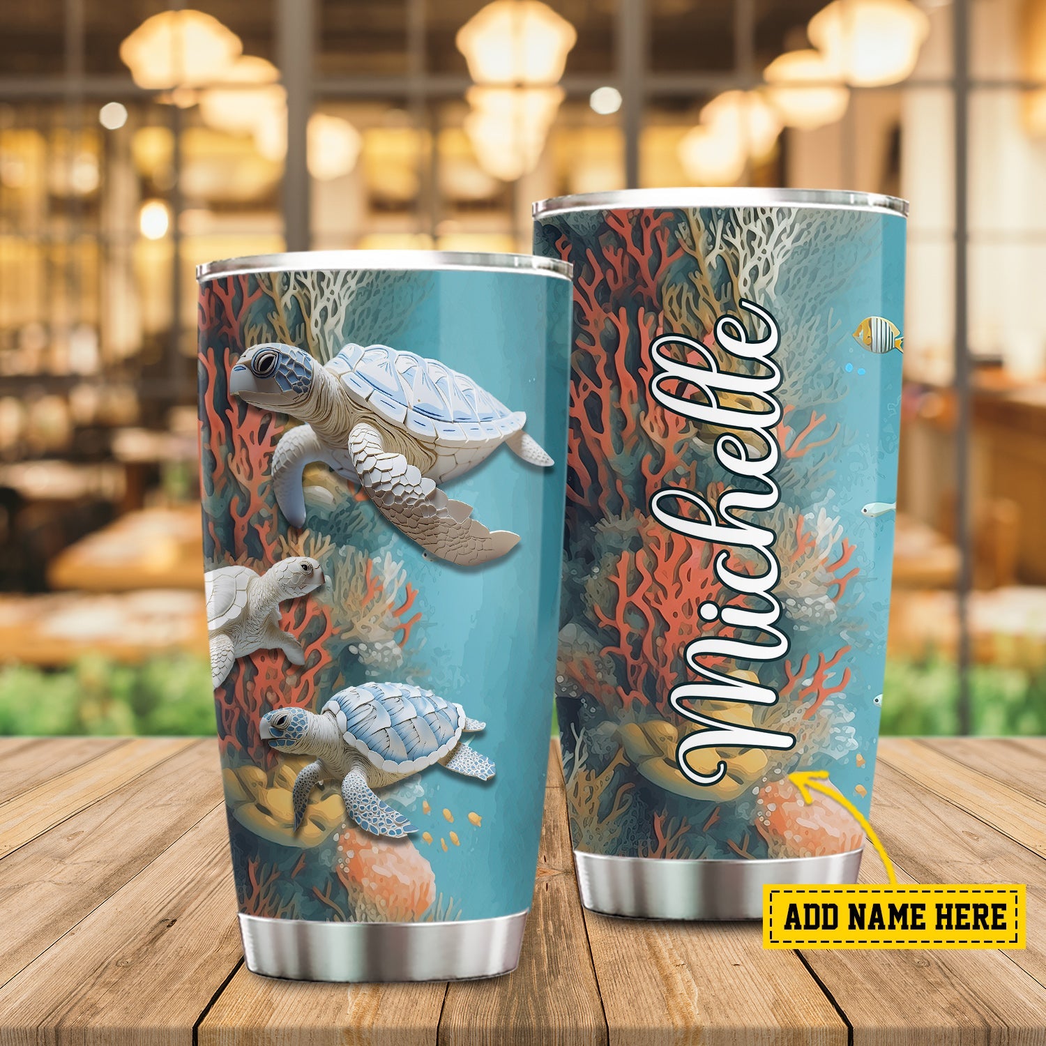 Oceanic Serenity Turtle, Turtle Personalized Stainless Steel Tumbler,  Tumbler Gifts For Turtle Lovers