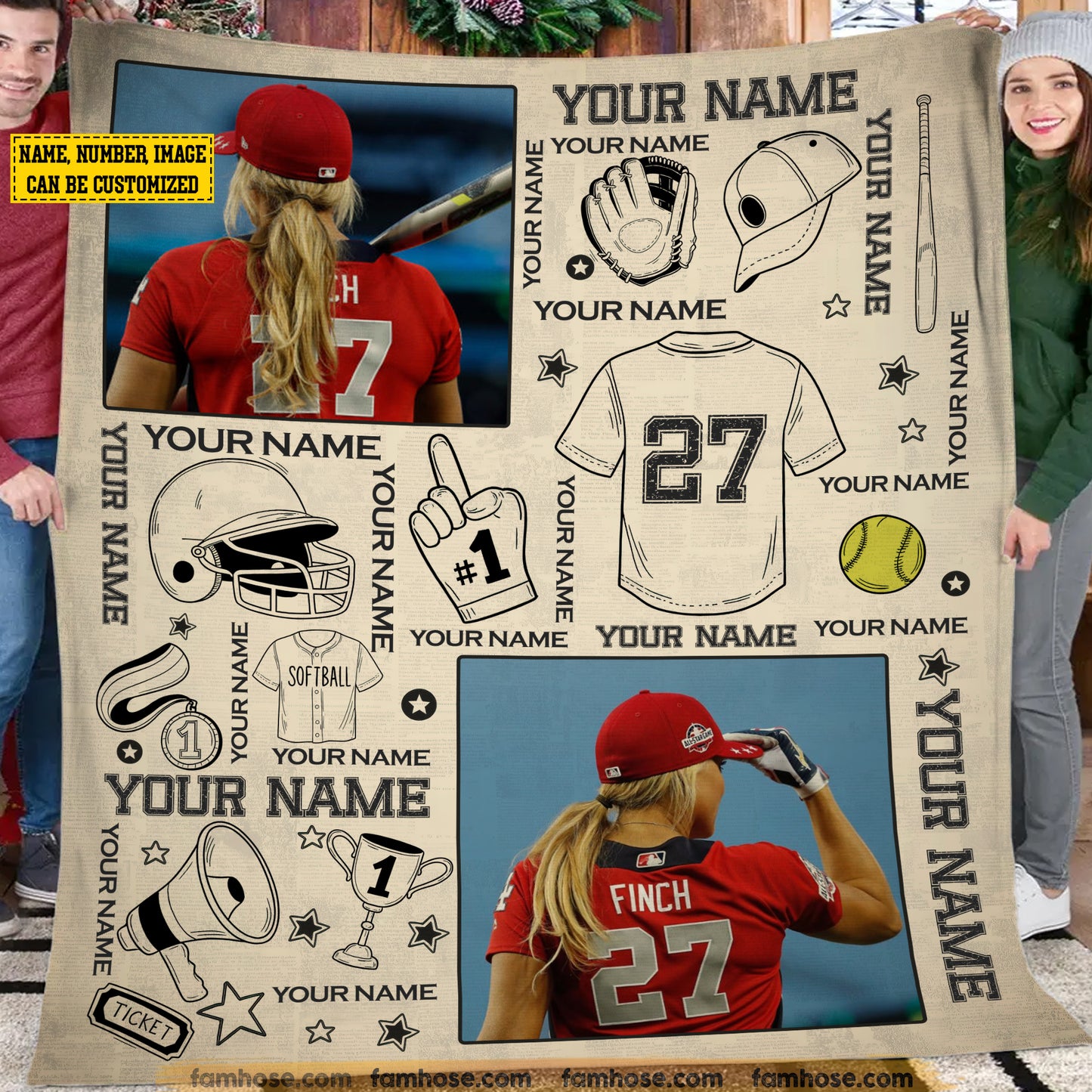 Personalized Softball Girl Fleece Blanket, Beyond the Dugout Sport Woven Blanket, Sherpa Blanket Gift For Softball Lovers