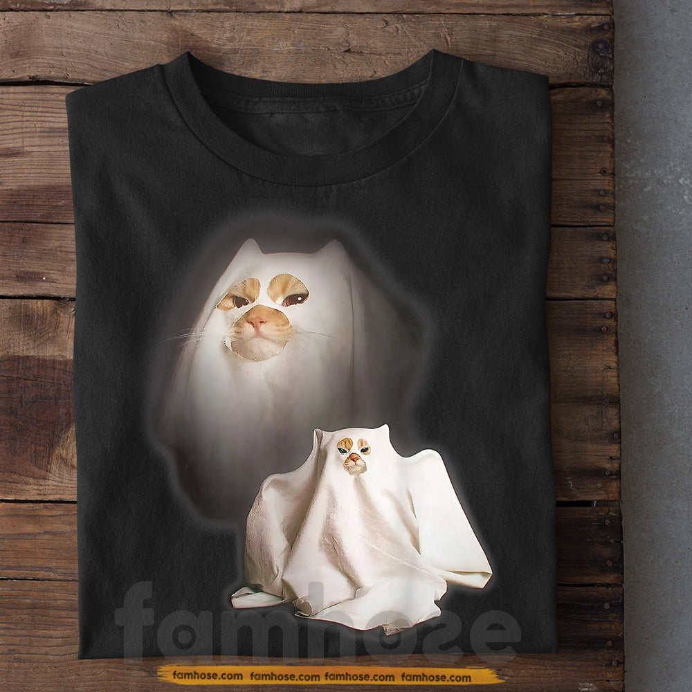 Halloween Cat T-shirt, Meow Or Boo Tees Spooky Season Gift For Cat Lovers
