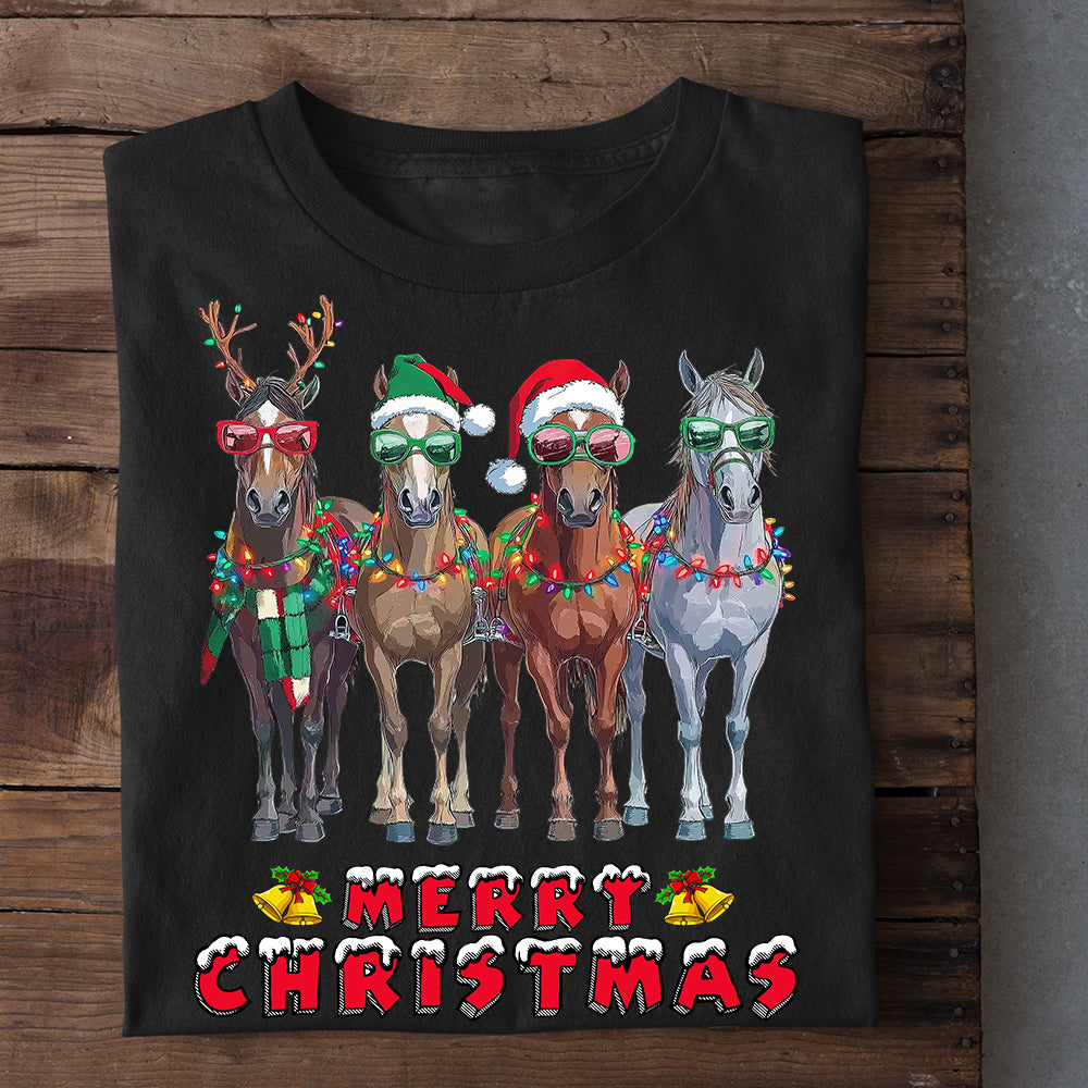 Funny Christmas Horse T-shirt, Merry Christmas Tees Xmas Gift For Horse Lovers