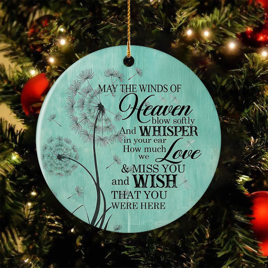 Vintage Pass Away Ornament, May The Winds Of Heaven And Whisper In Your Ear Circle Ceramic Ornament Gift