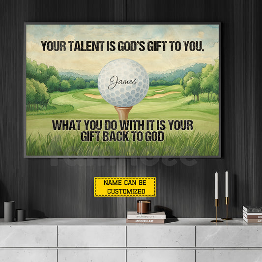 Personalized Golf God Canvas Painting, Your Talent Is God's Gift To You Sport Wall Art Decor, Poster Gift For Golf Lover