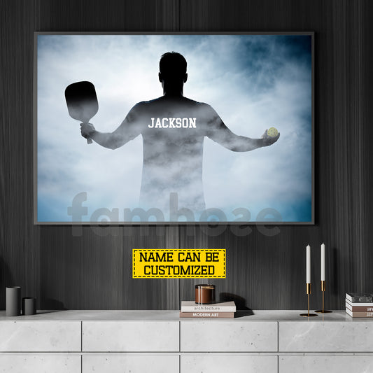 Personalized Pickleball Boy Canvas Painting, From Shadow To Champion Sport Wall Art Decor, Poster Gift For Pickleball Lover