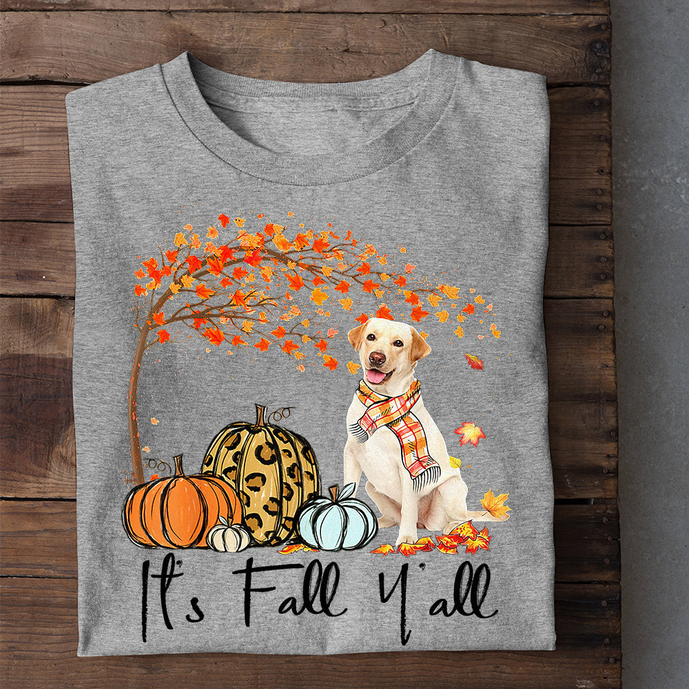 Labrador Dog Thanksgiving T-shirt, It's Fall Yall Labrador Under The Autumn Tree, Gift For Dog Lovers, Dog Owners, Dog Tees