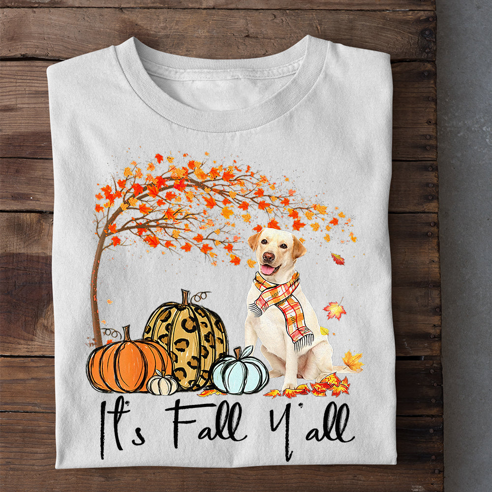 Labrador Dog Thanksgiving T-shirt, It's Fall Yall Labrador Under The Autumn Tree, Gift For Dog Lovers, Dog Owners, Dog Tees