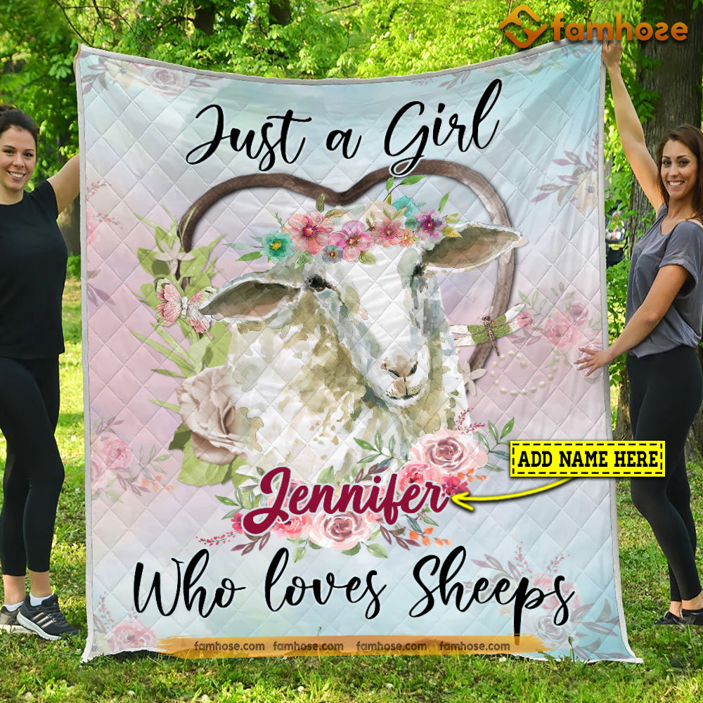 Personalized Sheep Blanket, Just A Girl Who Loves Sheeps Sheep Fleece Blanket - Sherpa Blanket Gift For Sheep Lover