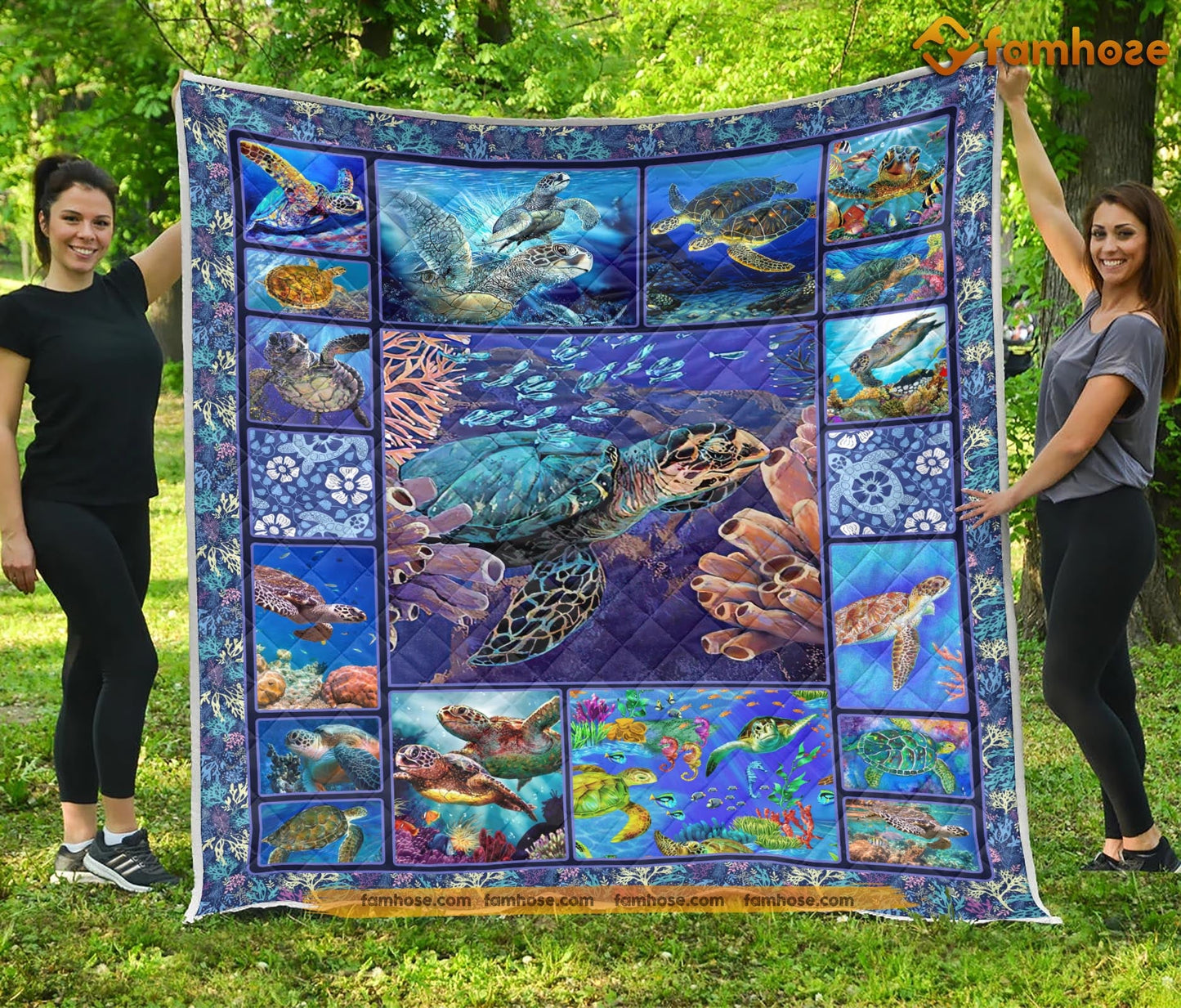 Turtle Blanket, Sea Turtle Sea Turtle Power Fleece Blanket - Sherpa Blanket Gift For Turtle Lover, Turtle Owners