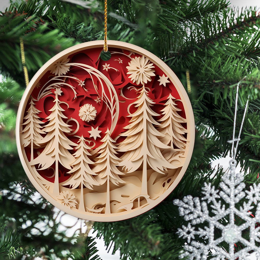 A Holiday Papercut Sphere Ceramic Ornament Christmas, Ornament Gift For Decorating Christmas Tree