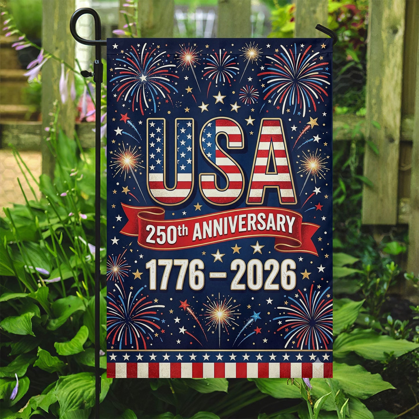 July 4th 250 Anniversary USA Garden Flag & House Flag, 1776 2026 USA Flag Outdoor Decor, Independence Day Yard Flag Gift For American Patriot