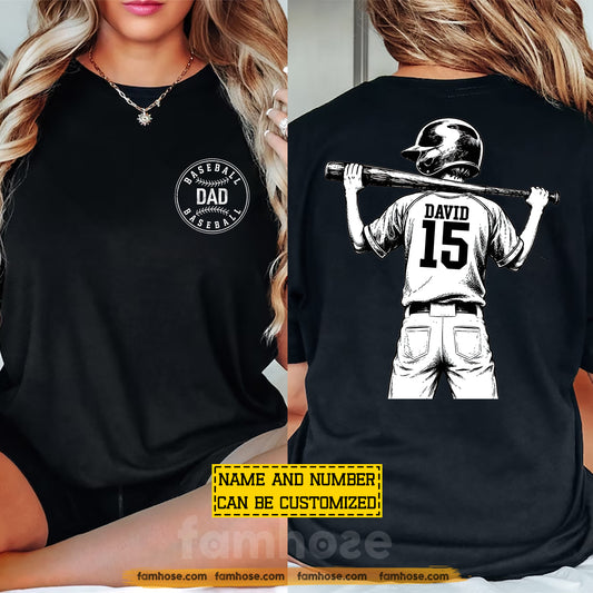 Personalized Baseball Dad Son Two-sided T-shirt, Raised On Baseball Tees Father's Day Gift For Baseball Lover