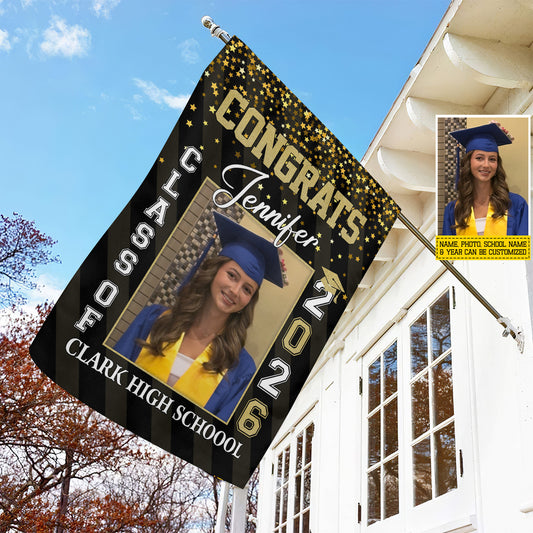 Gratuation Garden Flag & House Flag, Graduation Memories Outdoor Decor, Yard Flag Senior Gift For Graduate