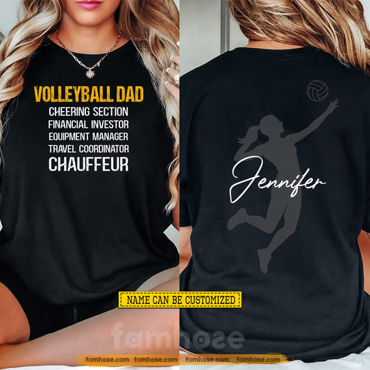 Personalized Volleyball Dad Two-sided T-shirt, Volleyball Dad Chauffeur Tees Father's Day Gift For Volleyball Lover