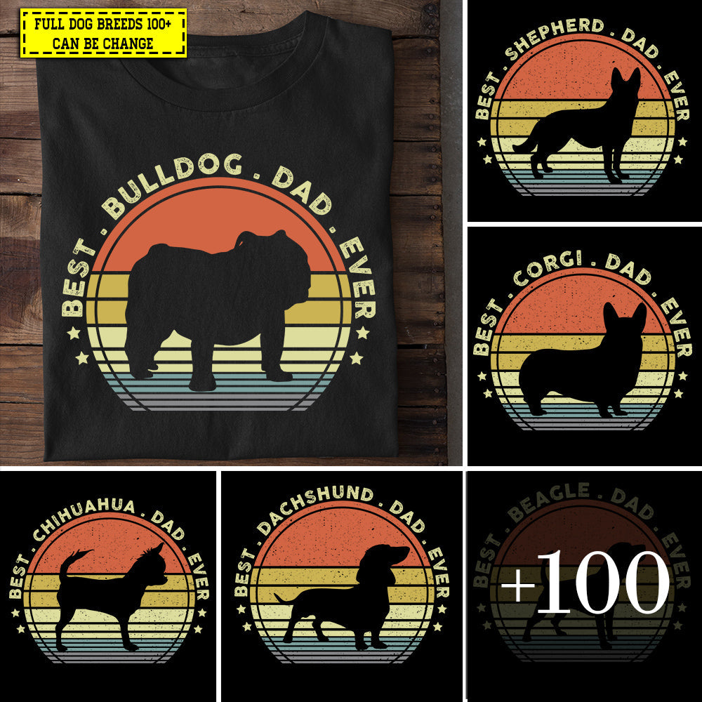 Vintage Personalized Dog Dad T-shirt, Full 100+ Dog Breeds Dog Dad Ever, Gift For Dog Lovers, Dog Owners, Dog Dad Tees