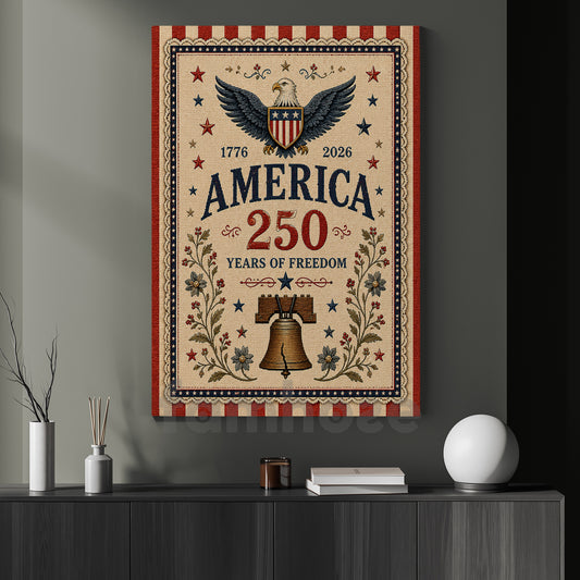July 4th Canvas Painting, America 250 Years Of Freedom Wall Art Decor, Poster Independence Day Gift For American Patriot