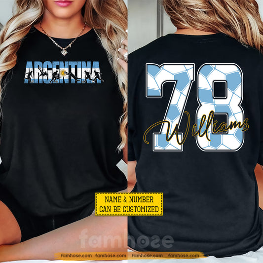 Personalized Argentina Soccer Team Two-sided T-shirt, Argentina Soccer Legends Sport Tees Gift For Argentina Soccer Team Lover