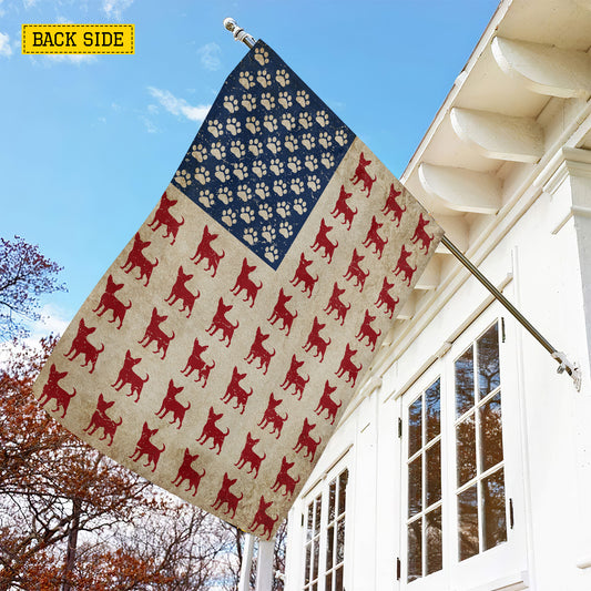 July 4th Chihuahua Dog USA Garden Flag & House Flag, Tiny Paws Big American Spirit Outdoor Decor, Independence Day Yard Flag Gift For Chihuahua Lover