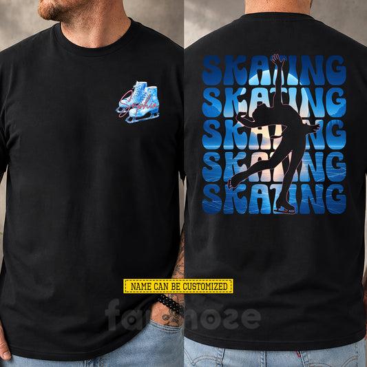 Personalized Ice Skating Two-sided T-shirt, Chase The Perfect Spin Sport Tees Gift For Ice Skating Lover