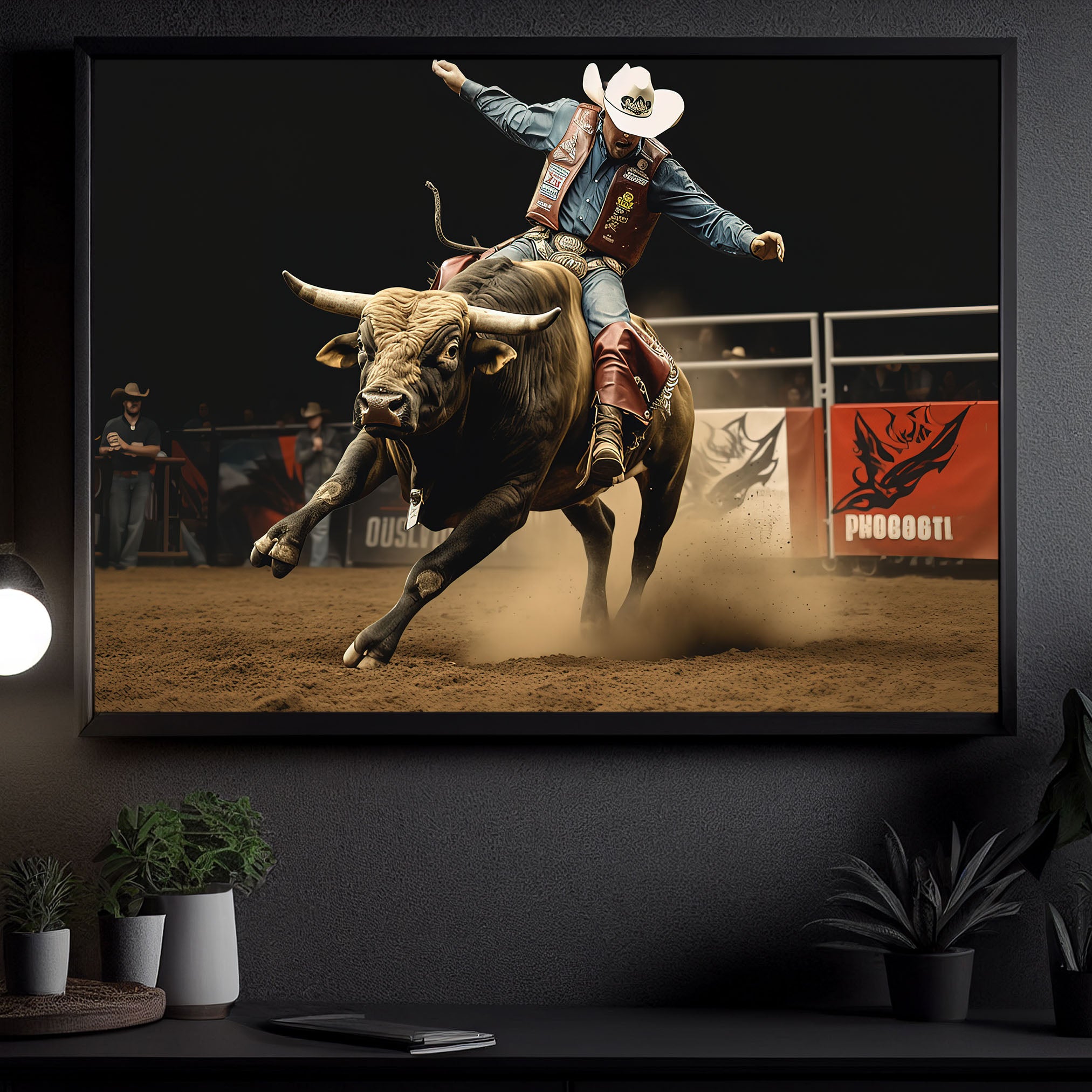Legendary Bulls And Riders, Bull Riding Canvas Painting, Wall Art Deco