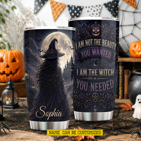 Personalized Halloween Witch Tumbler, I Am Not The Beauty You Wanted, Spooky Season Stainless Steel Tumbler, Travel Mug Tumblers Gift For Witch Lover