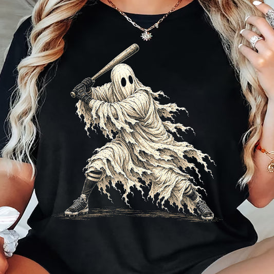 Halloween Baseball Ghost T-shirt, Home Runs & Hauntings Sport Tees, Spooky Season Gift For Baseball Lovers