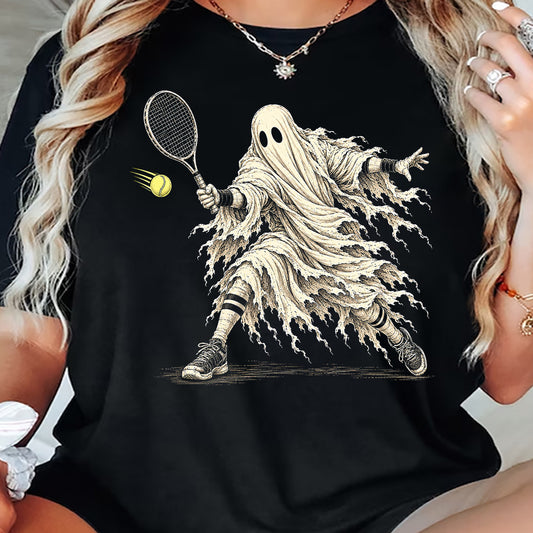Halloween Tennis Ghost T-shirt, Boo On The Court Sport Tees, Spooky Season Gift For Tennis Lovers