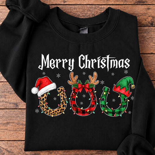 Merry Christmas Horse Sweatshirt, Have A Lucky Christmas Crewneck Sweatshirt Xmas Gift For Horse Lover