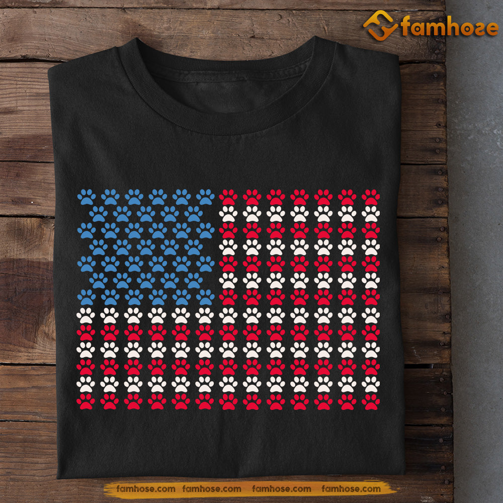July 4th Dog T-shirt Dogshoe Arrange Usa Flag Dog Patriotic Tees Independence Day Gift For Dog Lovers Dog Owners