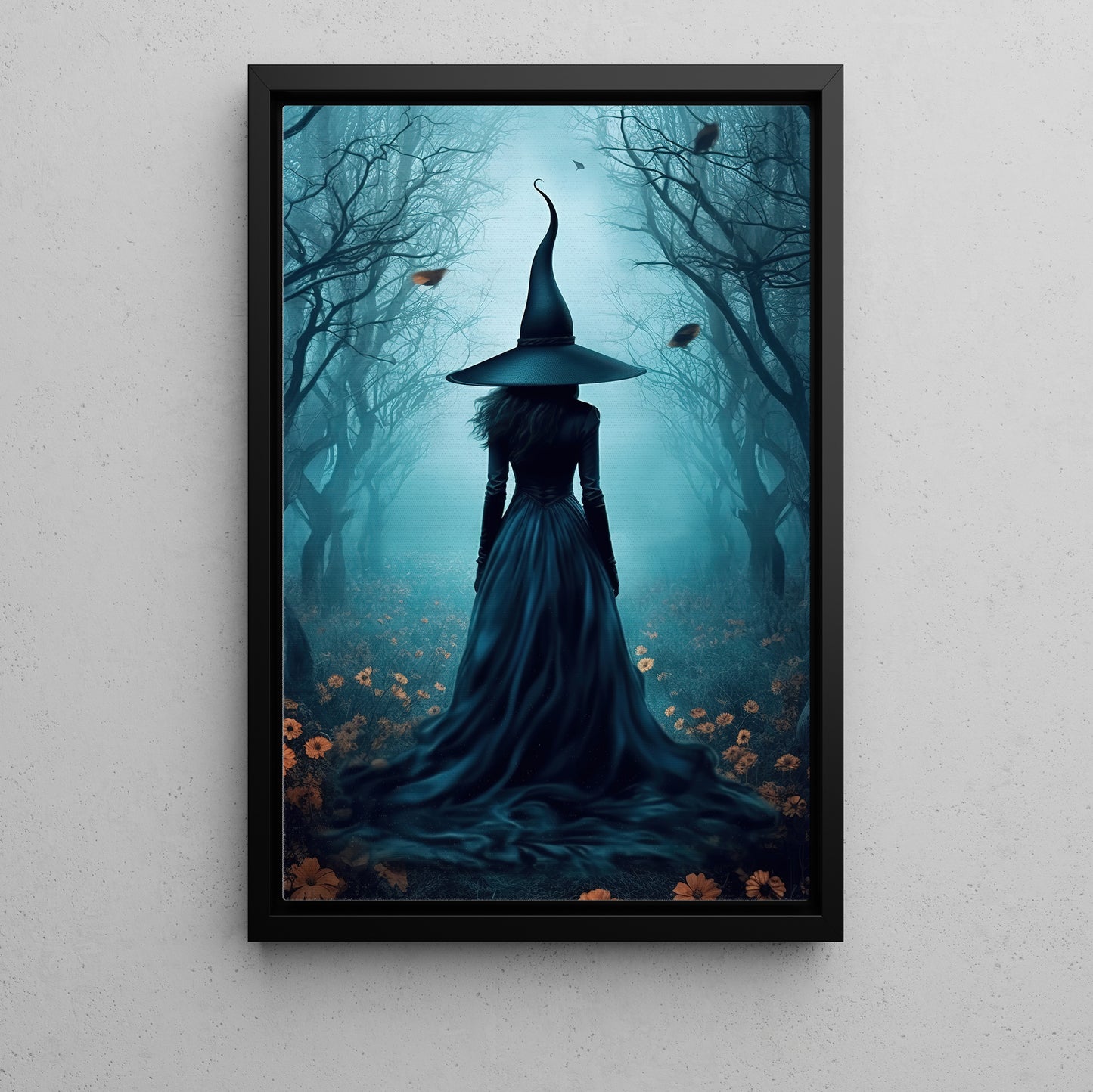The Witch In Forest Vintage Canvas Painting, Witch Wall Art Decor - Halloween Dark Academia Witchy Poster Gift