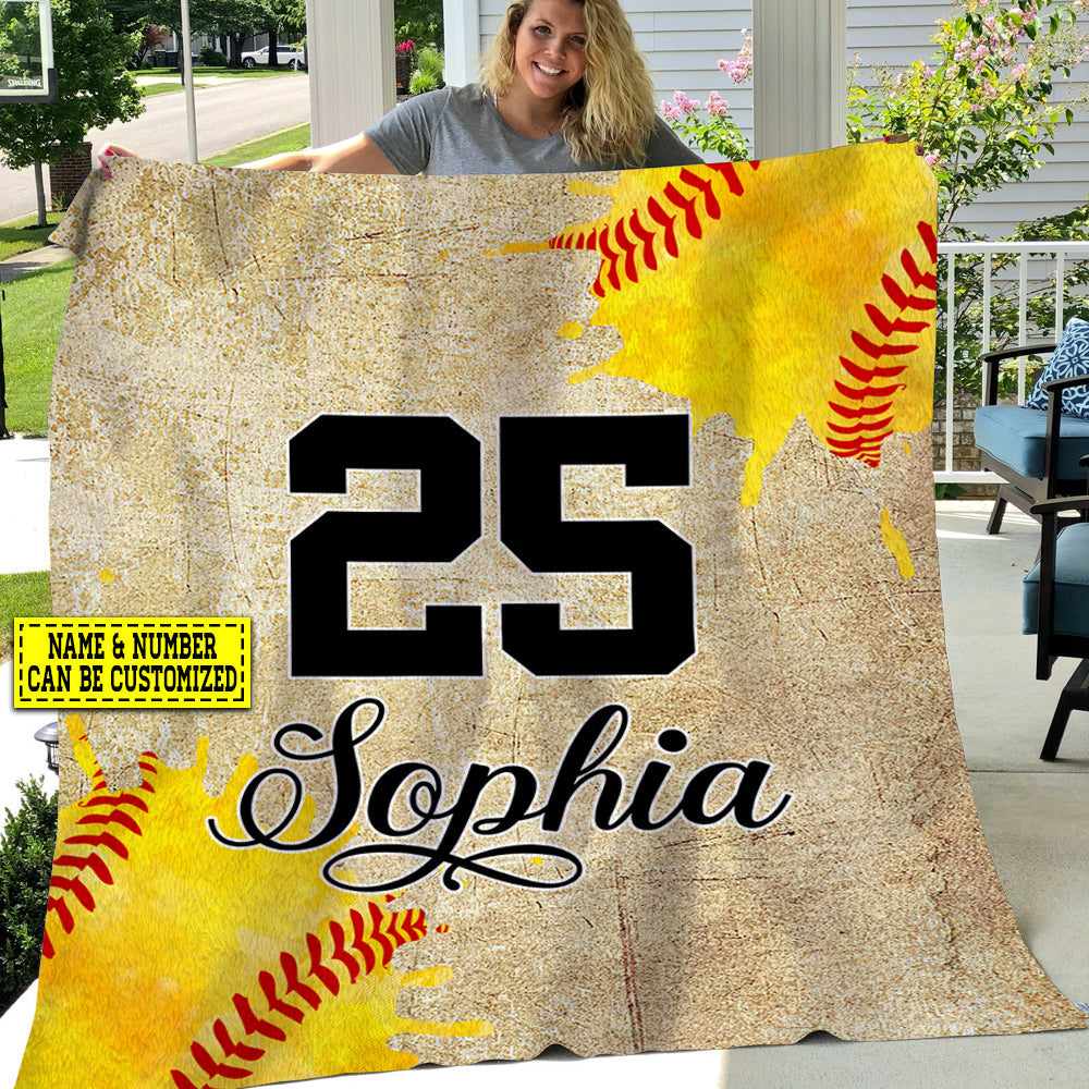 Personalized Softball Baseball Blanket, My Passion Sport Fleece Blanket - Sherpa Blanket Gift For Softball Lovers, Softball Players, Softball Girls