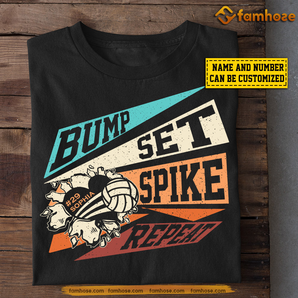 Personalized Funny Volleyball T-shirt, Bump Set Spike Repeat, Gift For Volleyball Lovers, Volleyball Players