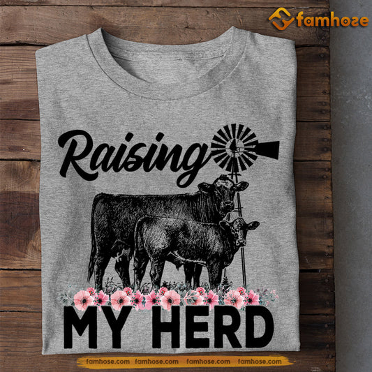 Funny Mother's Day Cow T-shirt, Raising My Herd, Gift For Cow Lovers, Gift For Cow Moms, Cow Tees
