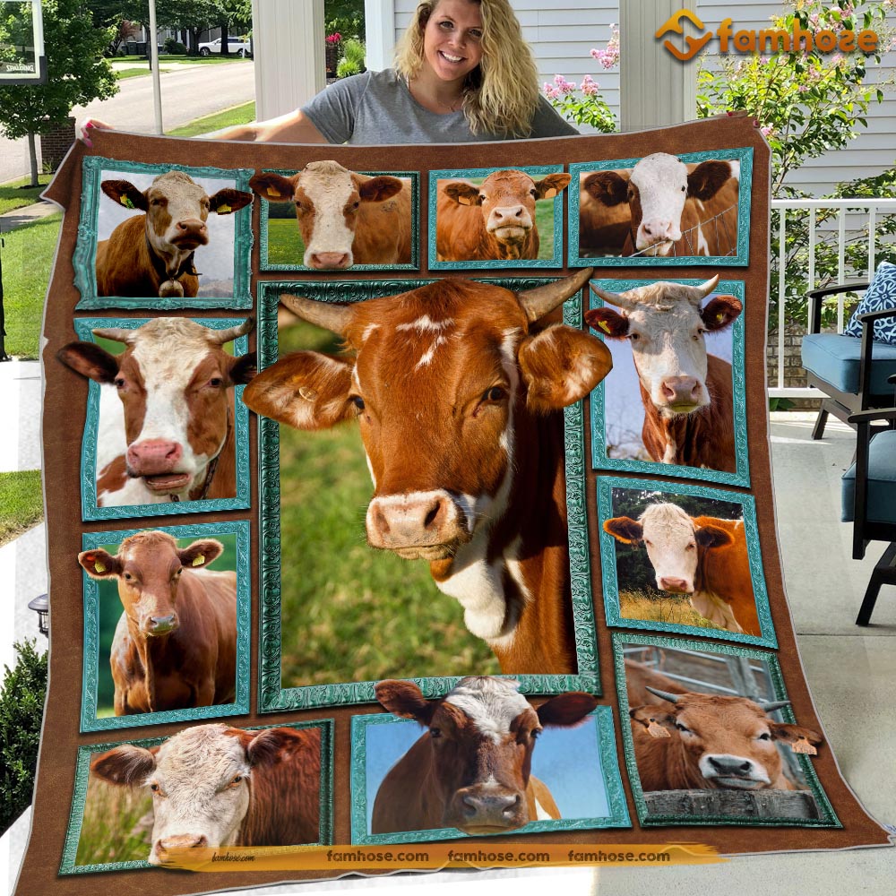 Cow Blanket, Cow In The Field Together Cow Fleece Blanket - Sherpa Blanket Gift For Cow Lover